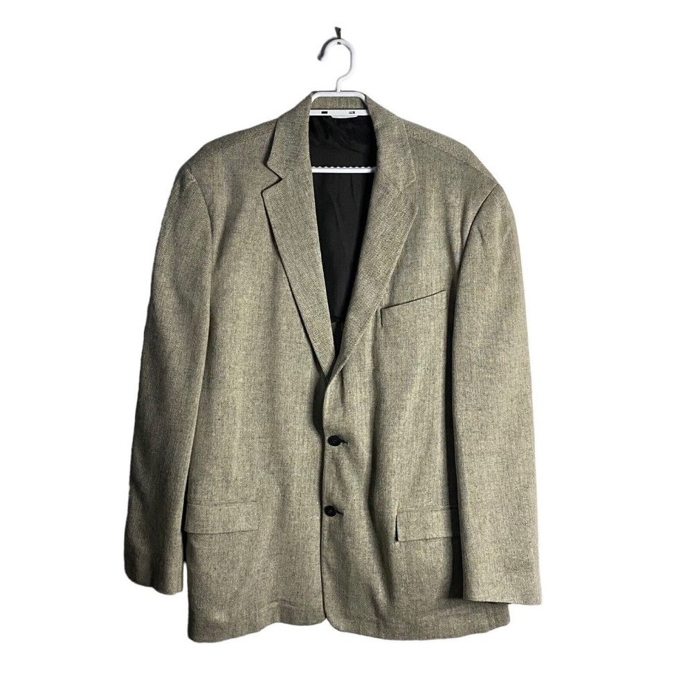Paolo Giordano Men's Gray Herringbone Single Breasted Notch Lapel Blazer